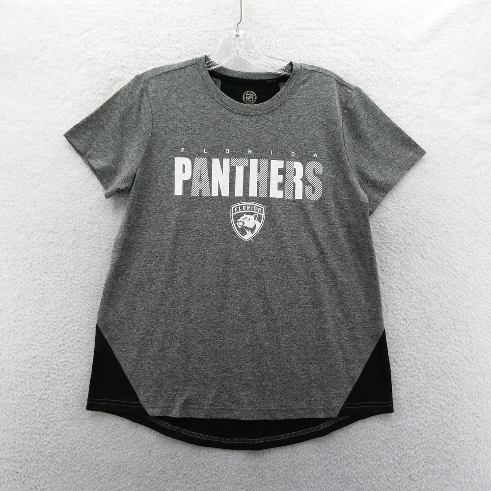 MSX Florida Panthers Shirt Womens Small NHL Gray Black Mesh Back Michael Strahan